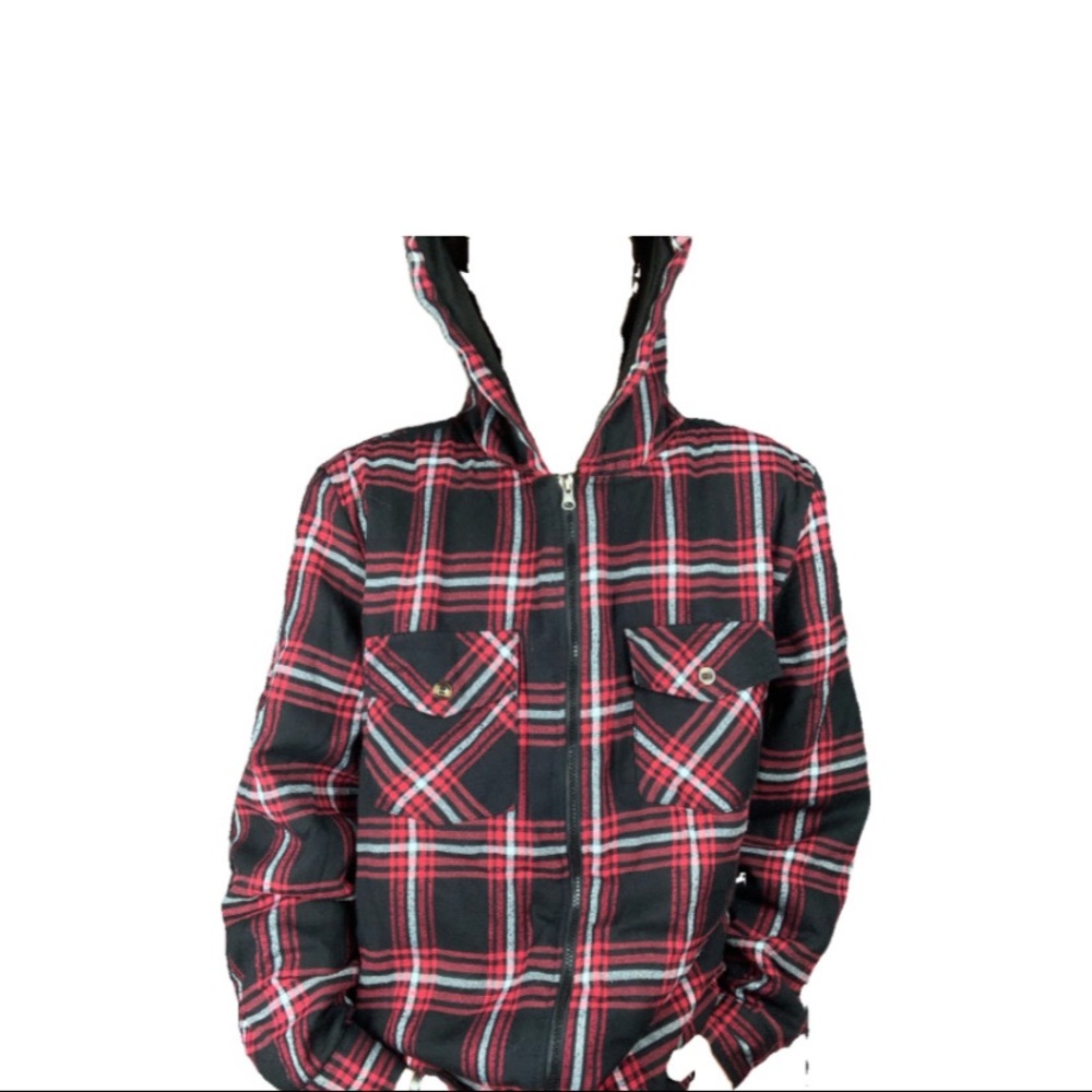plaid zip up jacket